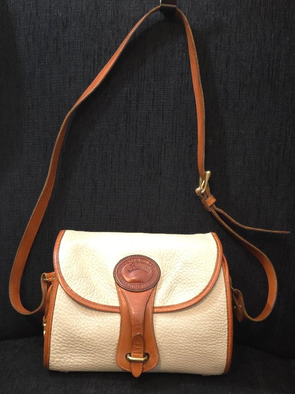 Vintage Dooney & Bourke All-Weather Cream Leather Essex Crossbody Bag